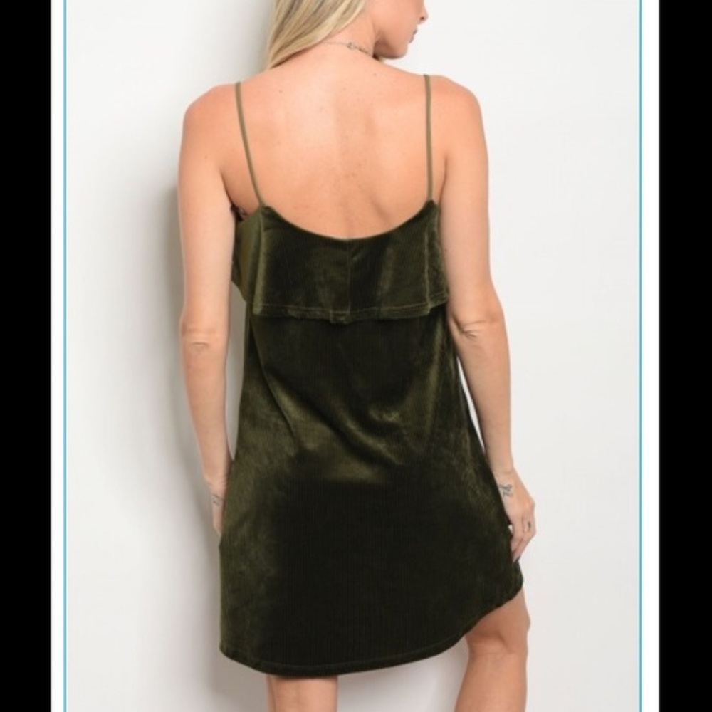 OLIVE VELVET Sexy Party Mini Dress ~ Classy Le Lis - Picture 4 of 8